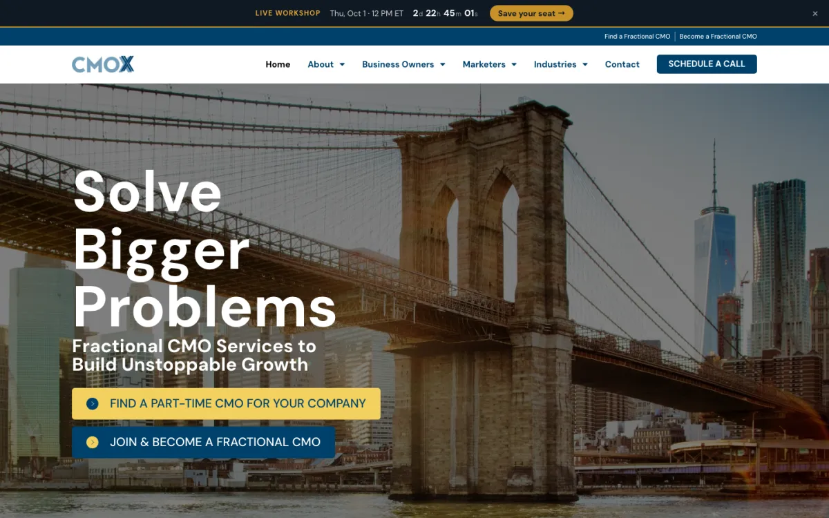 CMOx homepage, captured September 28, 2026