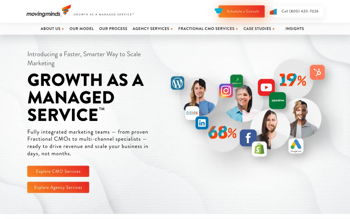Moving Minds homepage, captured September 28, 2026