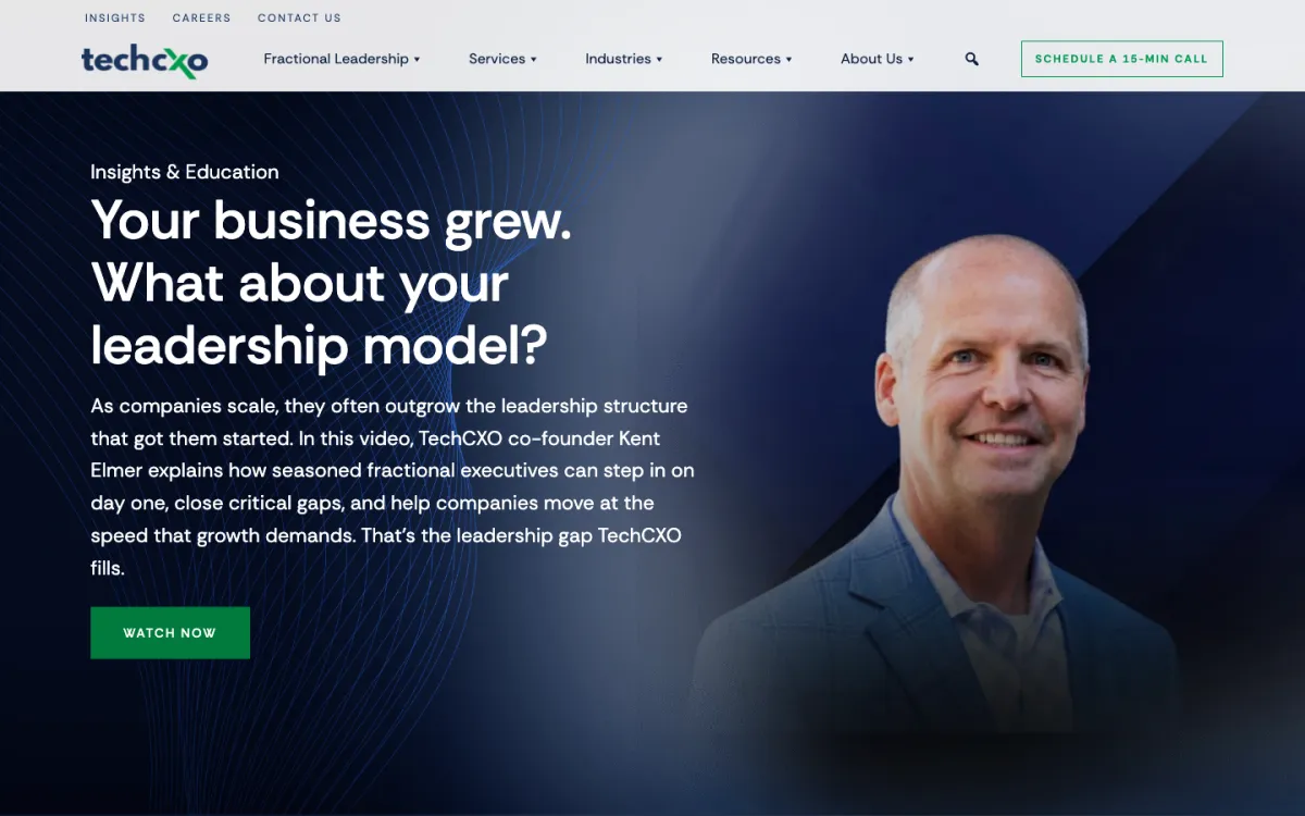 TechCXO homepage, captured September 28, 2026
